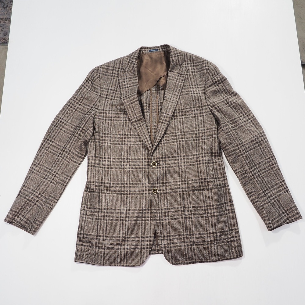 Peter Millar Blazer Mens 44L Brown Loro Piana Linen Tweed Silk Wool Sport Coat